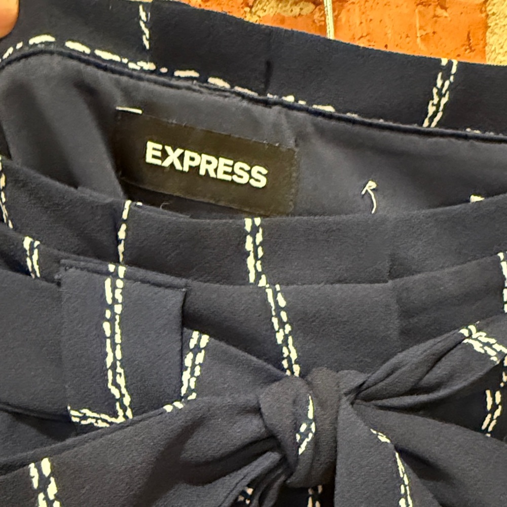 Express Navy And White Patterned Pants - image 2